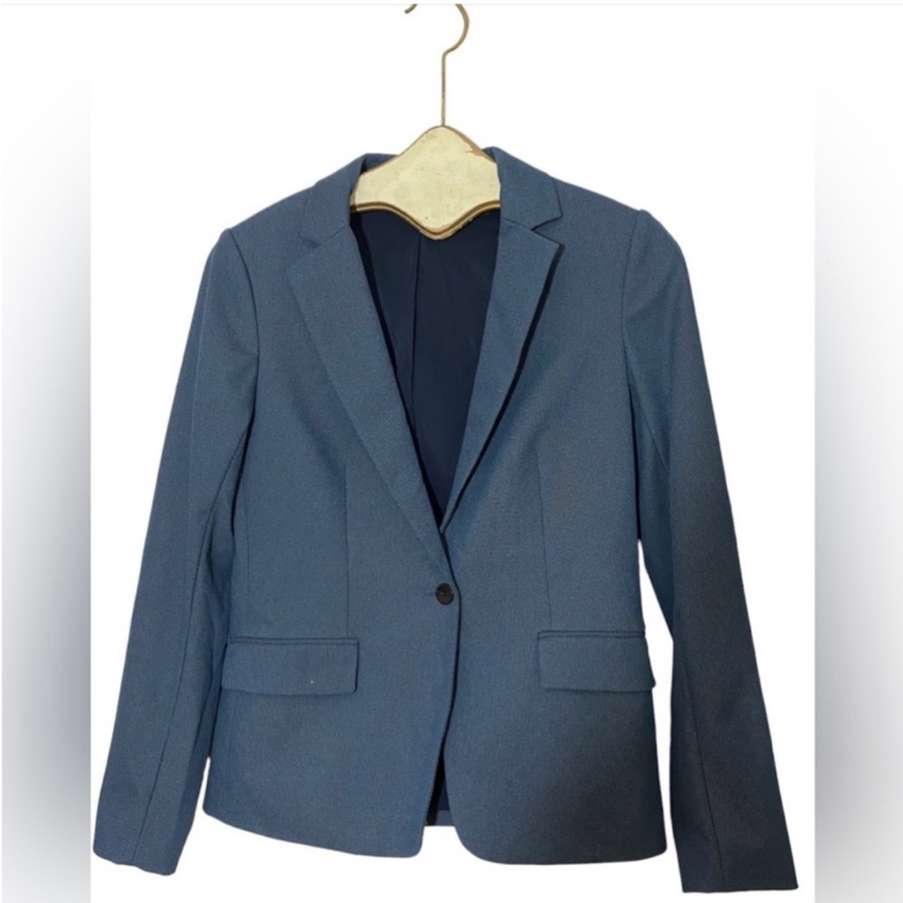 Theory Blue Womens One Button Blazer Size 4